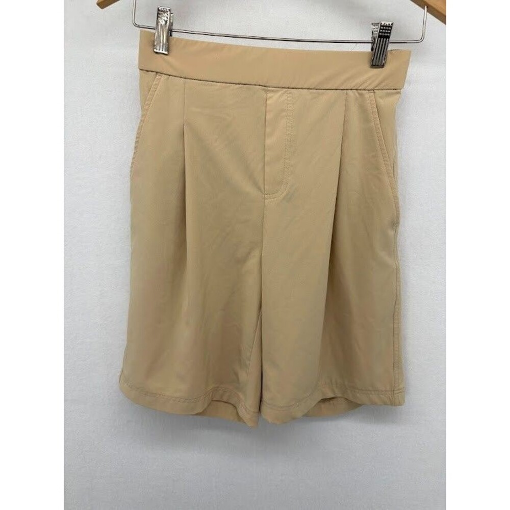 Women's Size XS Lou & Grey Khaki‎ Pull On Bermuda Shorts Rayon Pleated